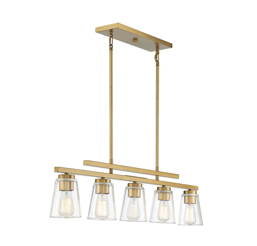 Calhoun Five Light Linear Chandelier in Warm Brass - Image 5