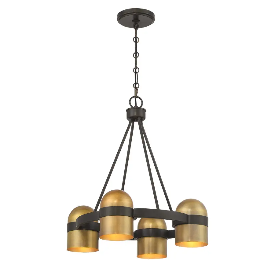 Andover 4-Light Chandelier in Mediterranean Bronze and Riviera Brass - Image 1