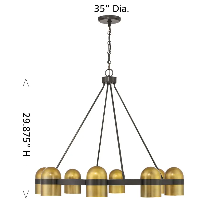 Andover 8-Light Chandelier in Mediterranean Bronze and Riviera Brass - Image 6