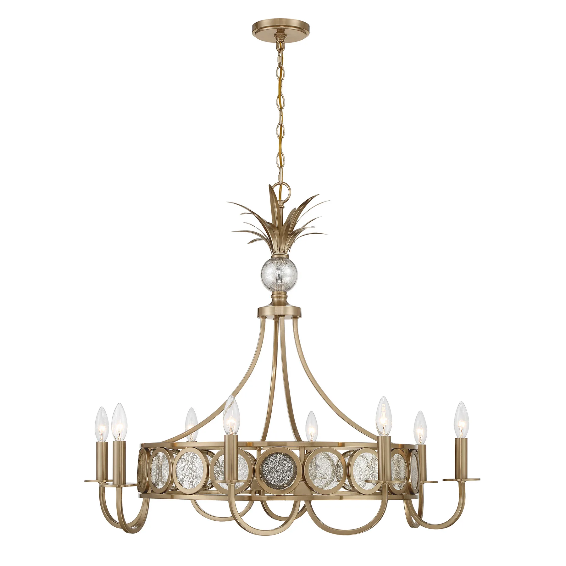 Hearst Eight Light Chandelier in Noble Brass