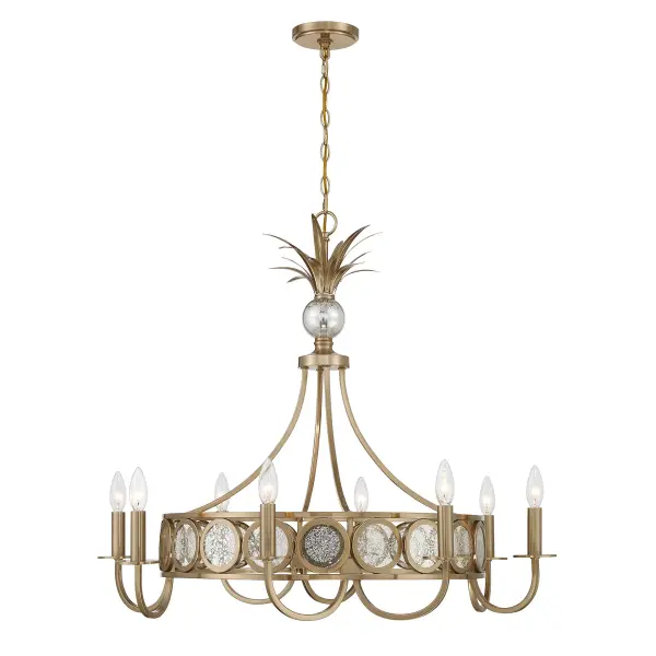 Hearst Eight Light Chandelier in Noble Brass - Image 1