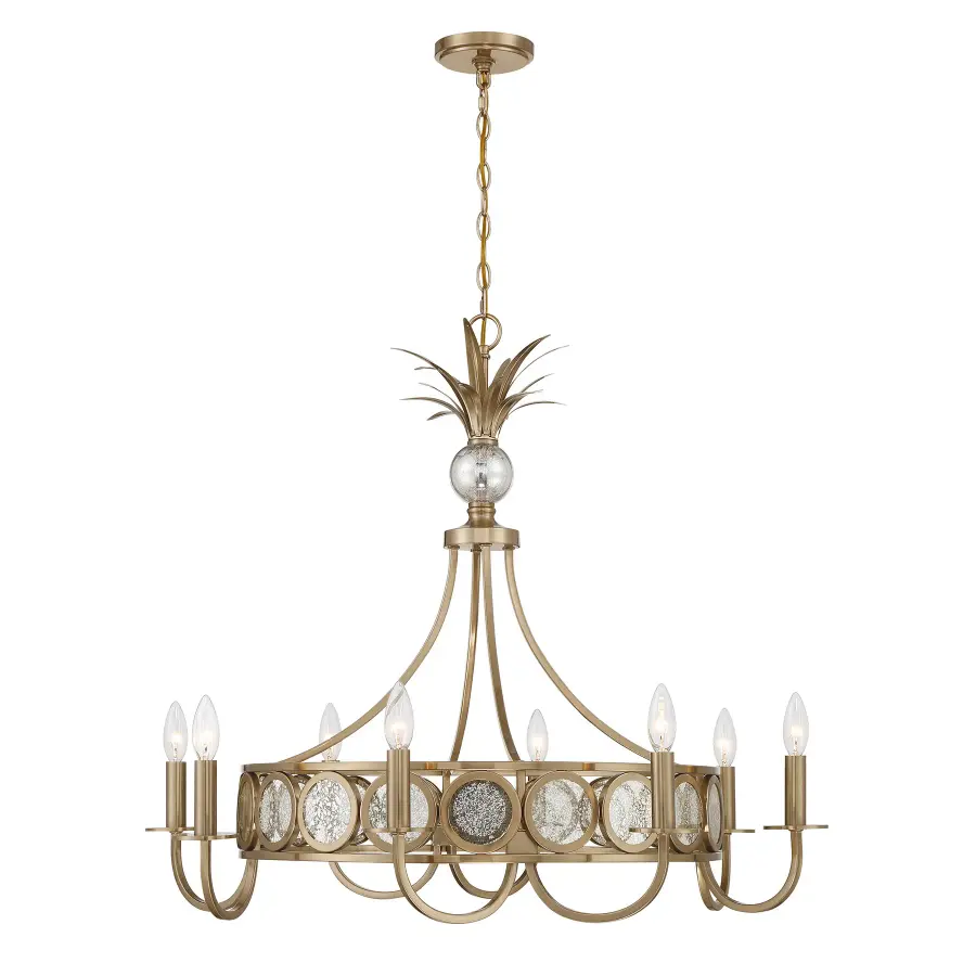Hearst Eight Light Chandelier in Noble Brass - Image 1
