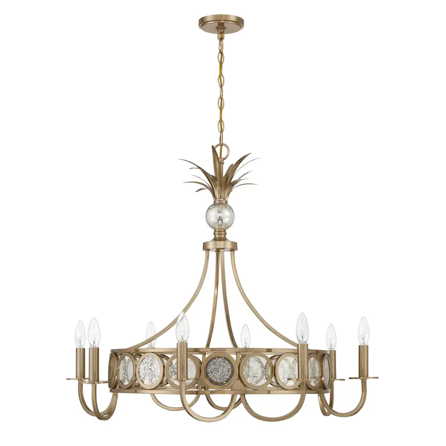 Hearst Eight Light Chandelier in Noble Brass - Image 2