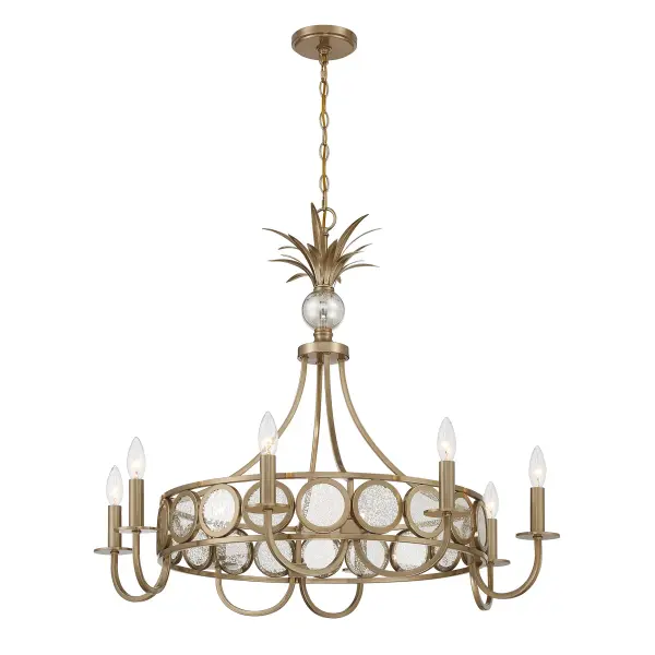 Hearst Eight Light Chandelier in Noble Brass - Image 3