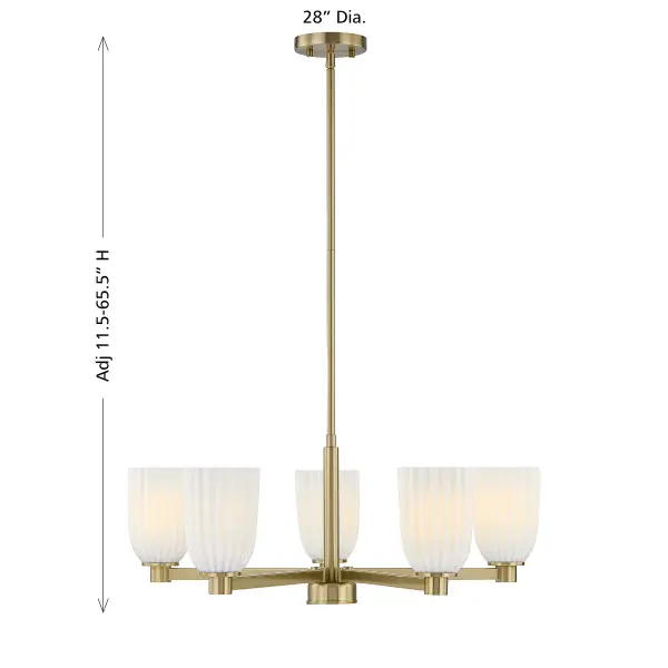 Baldwin 5-Light Chandelier in Noble Brass - Image 7