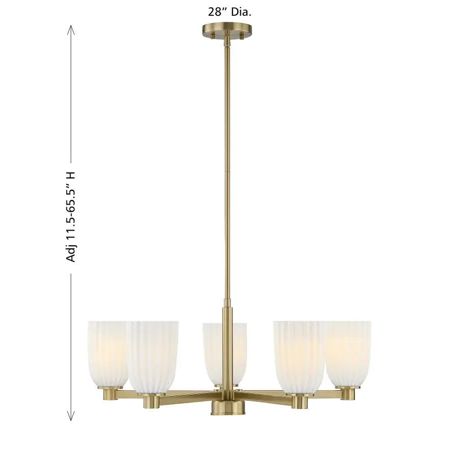 Baldwin 5-Light Chandelier in Noble Brass - Image 7
