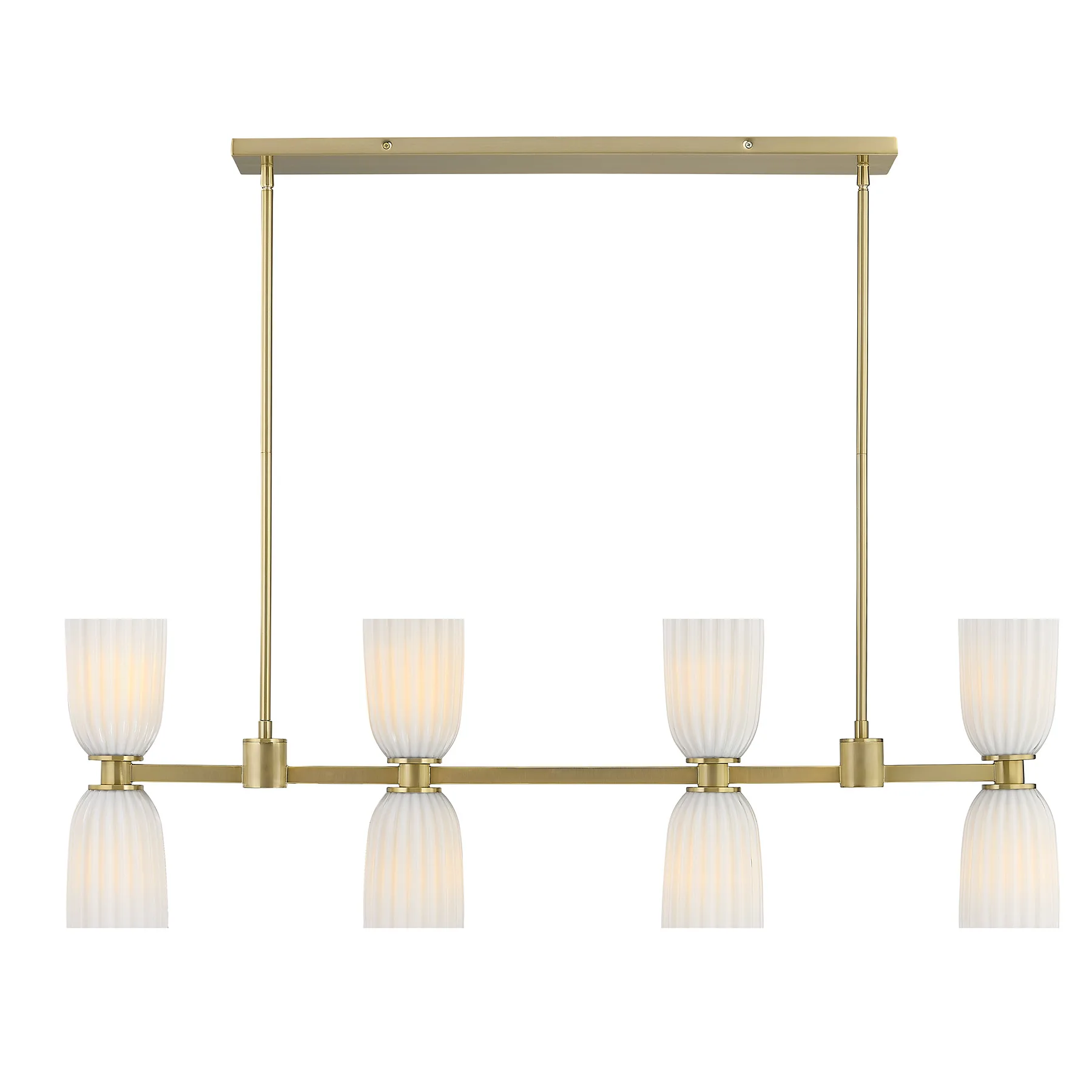 Baldwin Eight Light Linear Chandelier in Noble Brass