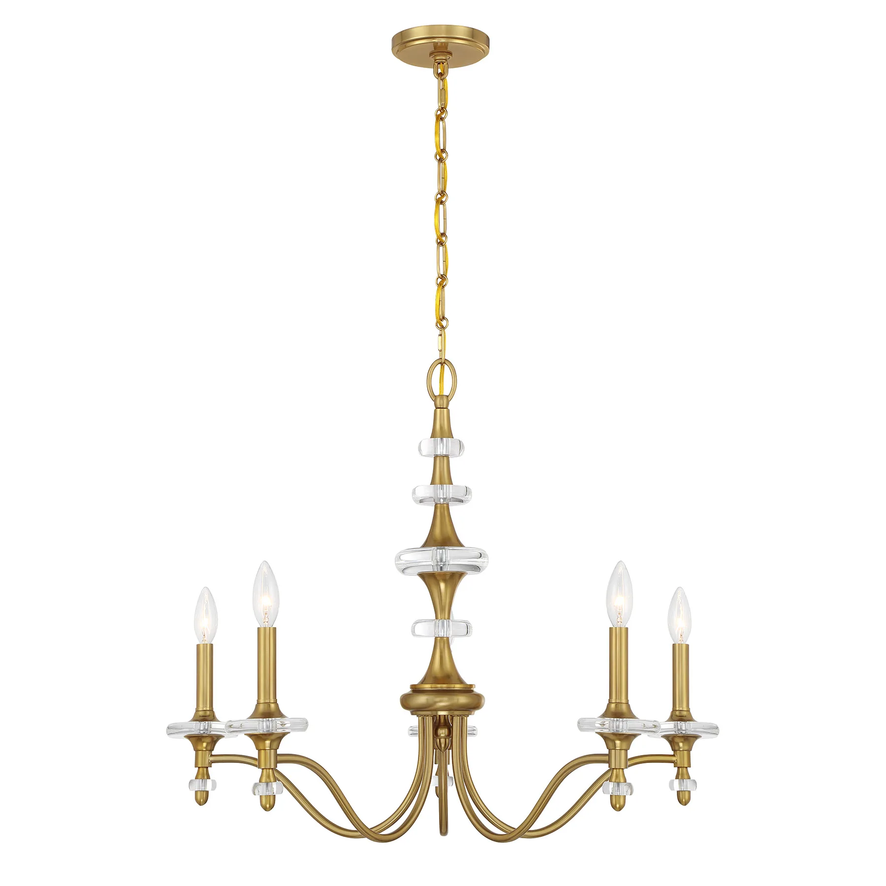 Champlain Five Light Chandelier in Warm Brass