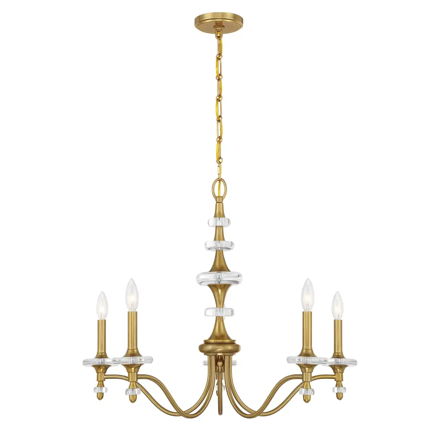 Champlain 5-Light Chandelier in Warm Brass - Image 1