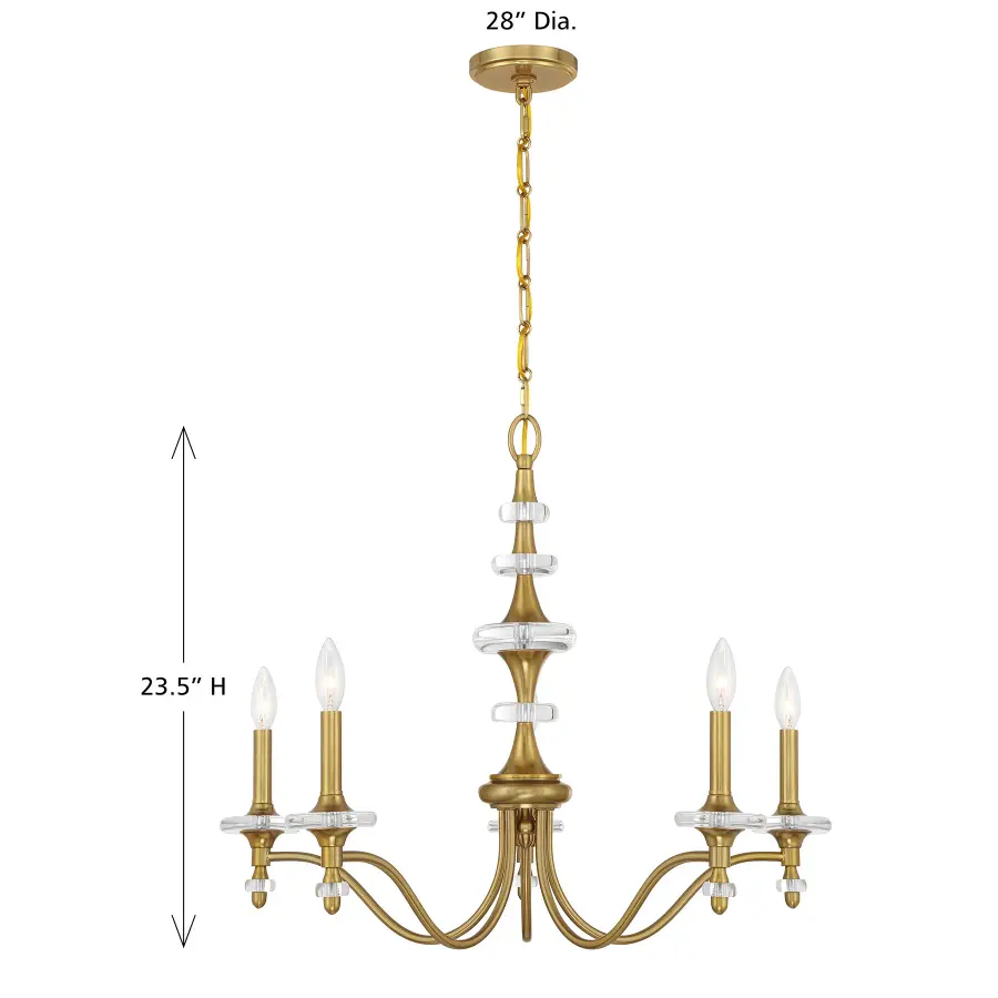 Champlain 5-Light Chandelier in Warm Brass - Image 8