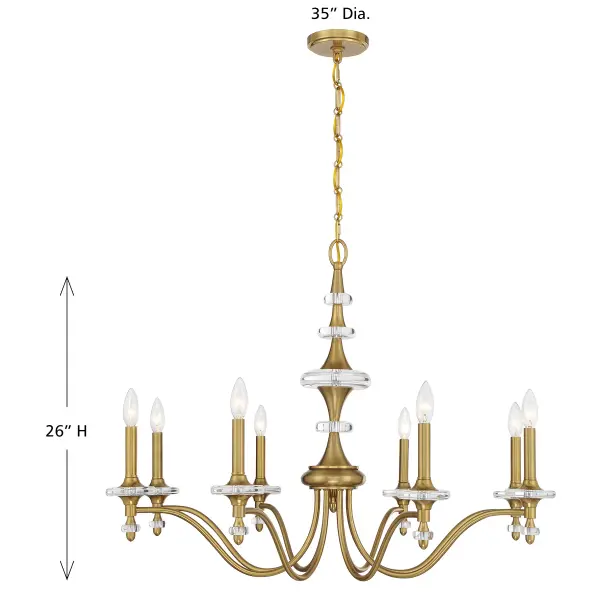 Champlain 8-Light Chandelier in Warm Brass - Image 7