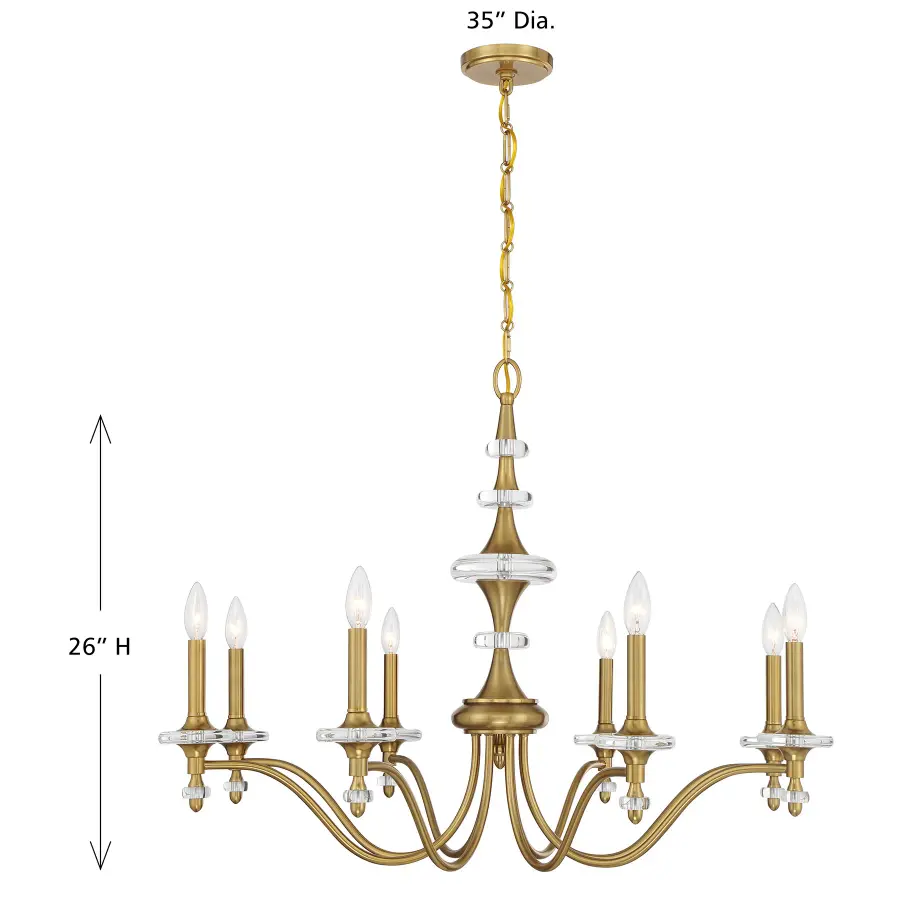 Champlain 8-Light Chandelier in Warm Brass - Image 7