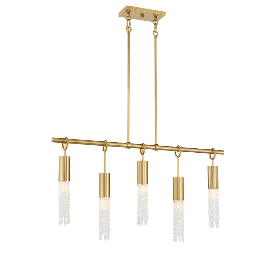 Chelsea 5-Light Linear Chandelier in Warm Brass - Image 1