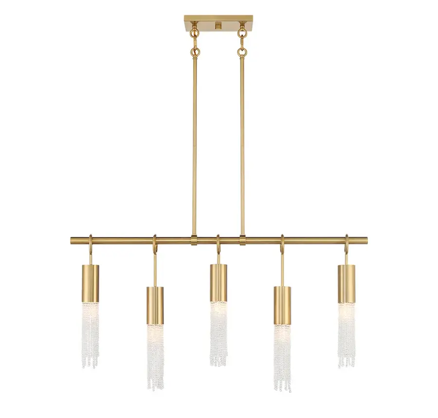 Chelsea 5-Light Linear Chandelier in Warm Brass - Image 3