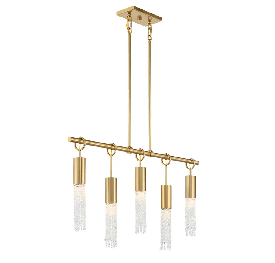 Chelsea 5-Light Linear Chandelier in Warm Brass - Image 4