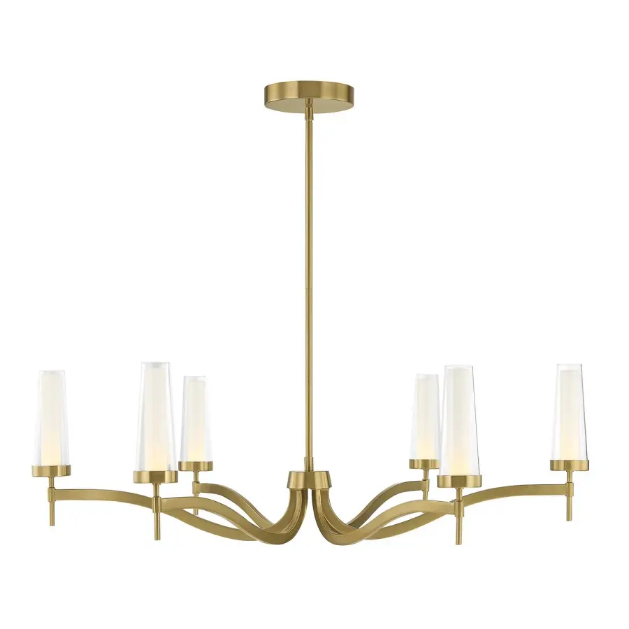 Butler 6-Light LED Chandelier in Warm Brass - Image 1