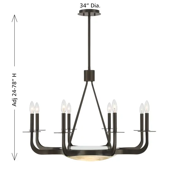 Salford 9-Light Chandelier in Mediterranean Bronze by Dann Foley - Image 8