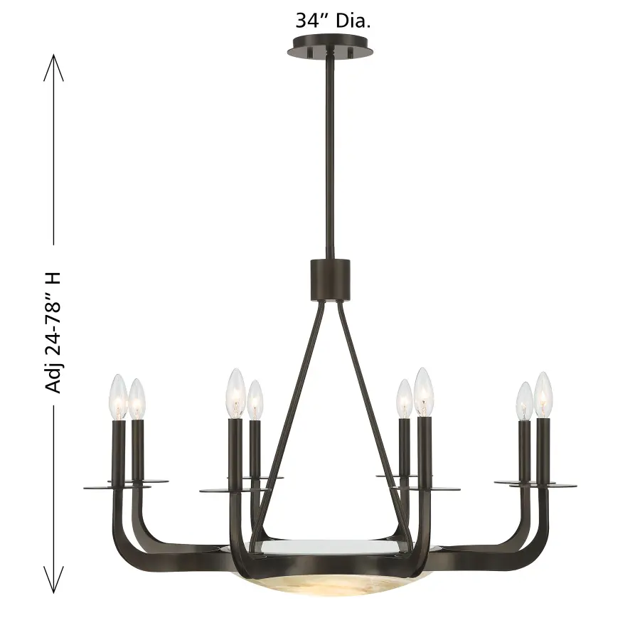 Salford 9-Light Chandelier in Mediterranean Bronze by Dann Foley - Image 8