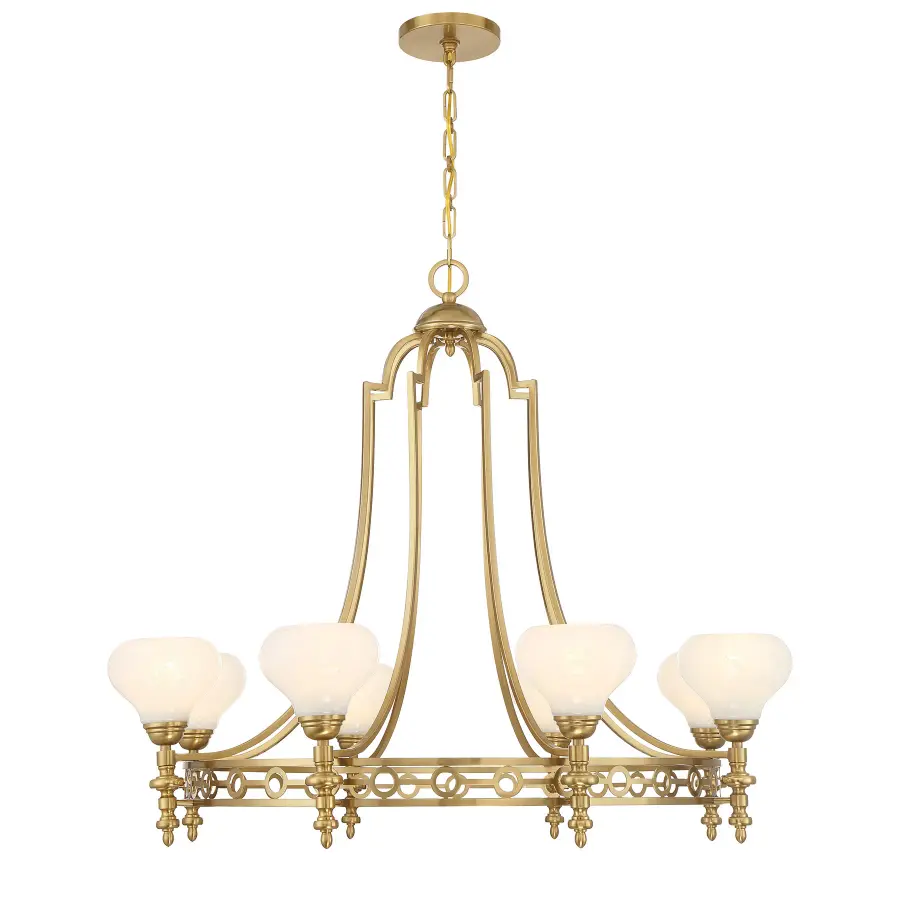 Allston Eight Light Chandelier in Warm Brass - Image 1