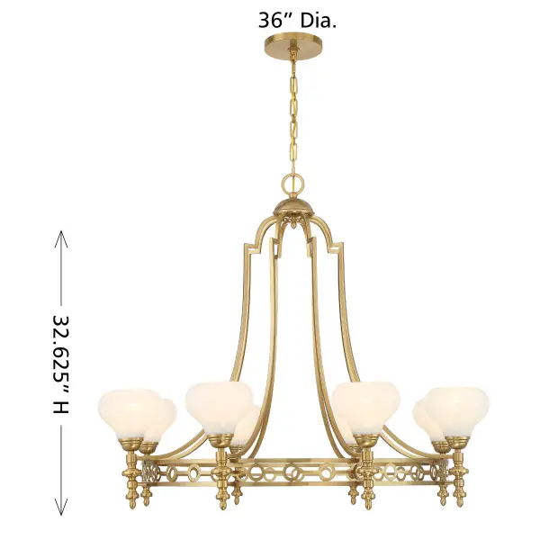 Allston Eight Light Chandelier in Warm Brass - Image 7