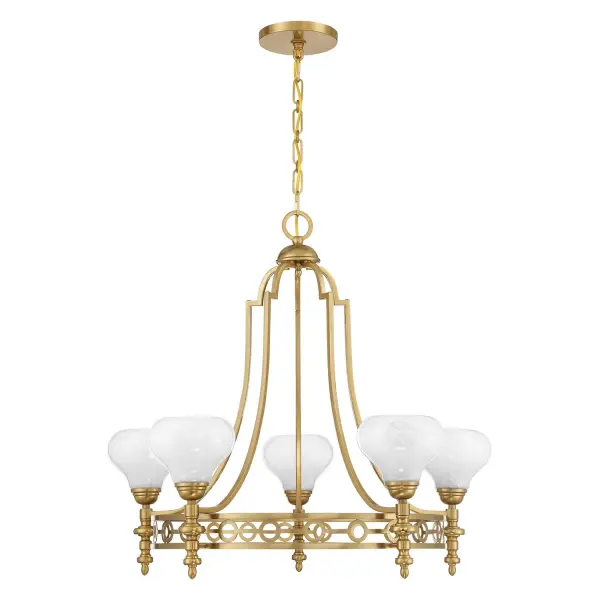 Allston Five Light Chandelier in Warm Brass - Image 1