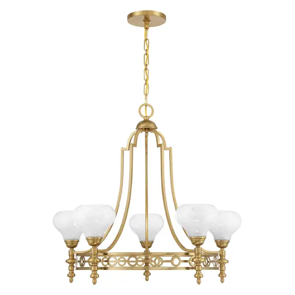Allston Five Light Chandelier in Warm Brass - Image 2