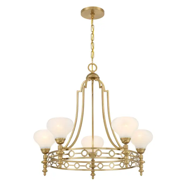 Allston Five Light Chandelier in Warm Brass - Image 3