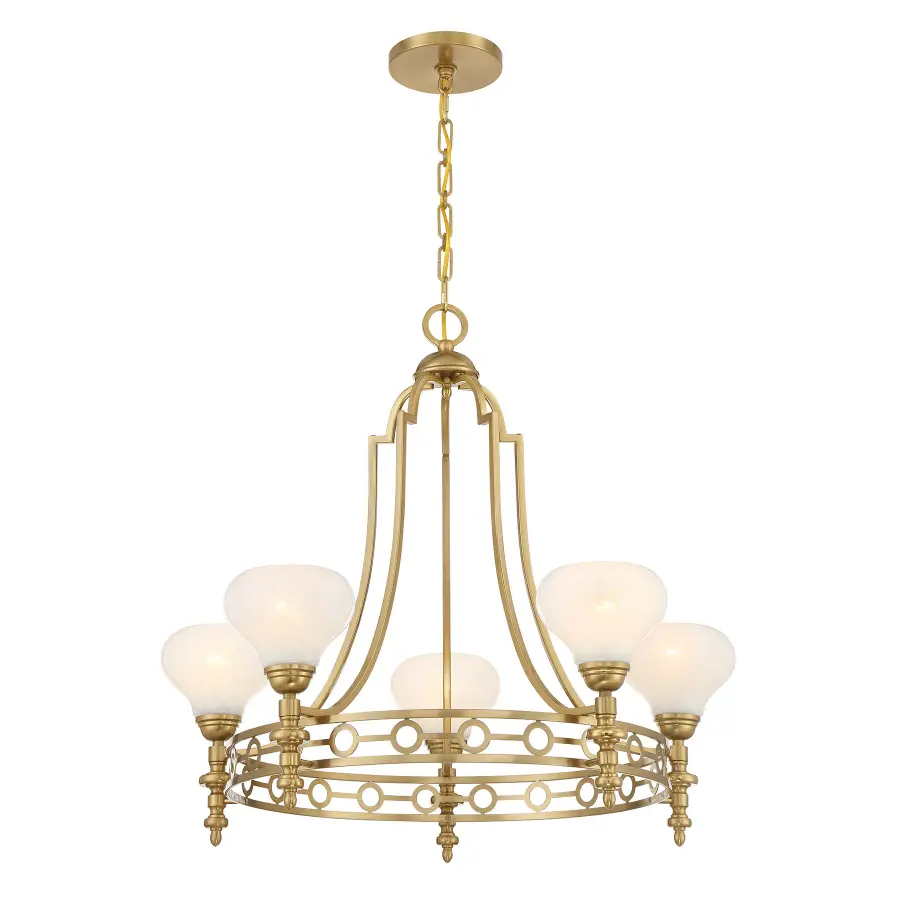 Allston Five Light Chandelier in Warm Brass - Image 3