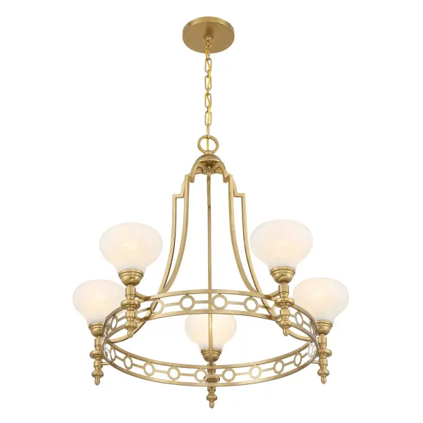 Allston Five Light Chandelier in Warm Brass - Image 4