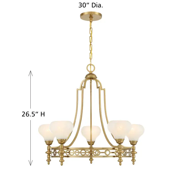 Allston Five Light Chandelier in Warm Brass - Image 7