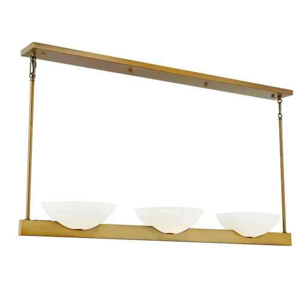 Fallon 3-Light Linear Chandelier in Warm Brass - Image 1