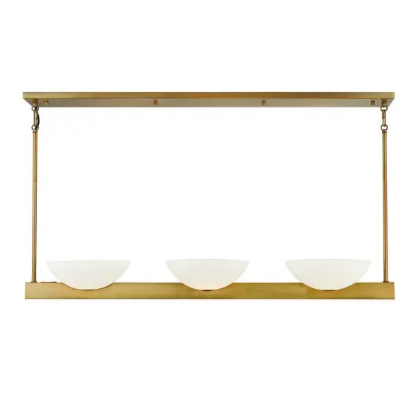 Fallon 3-Light Linear Chandelier in Warm Brass - Image 3