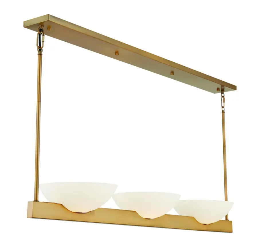 Fallon 3-Light Linear Chandelier in Warm Brass - Image 4