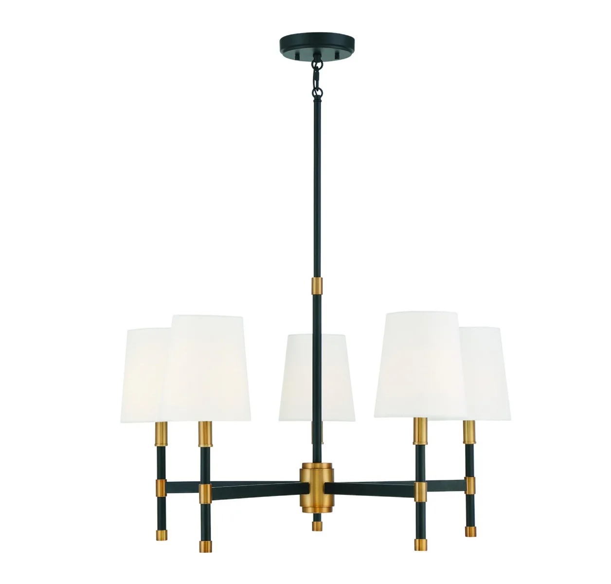 Brody 5-Light Chandelier in Matte Black with Warm Brass