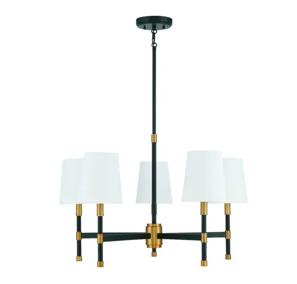 Brody 5-Light Chandelier in Matte Black with Warm Brass - Image 2