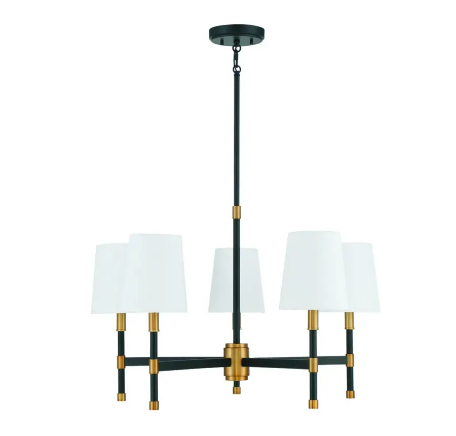 Brody 5-Light Chandelier in Matte Black with Warm Brass - Image 2