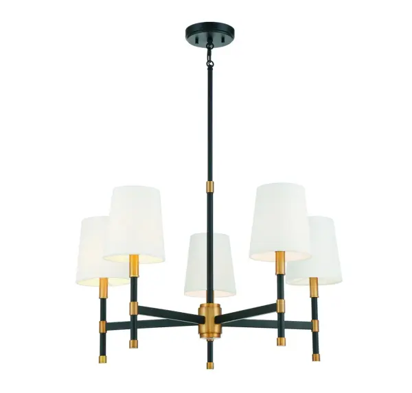 Brody 5-Light Chandelier in Matte Black with Warm Brass - Image 3