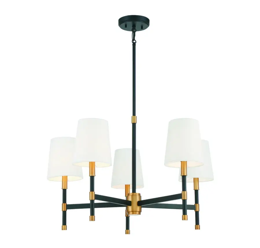 Brody 5-Light Chandelier in Matte Black with Warm Brass - Image 5