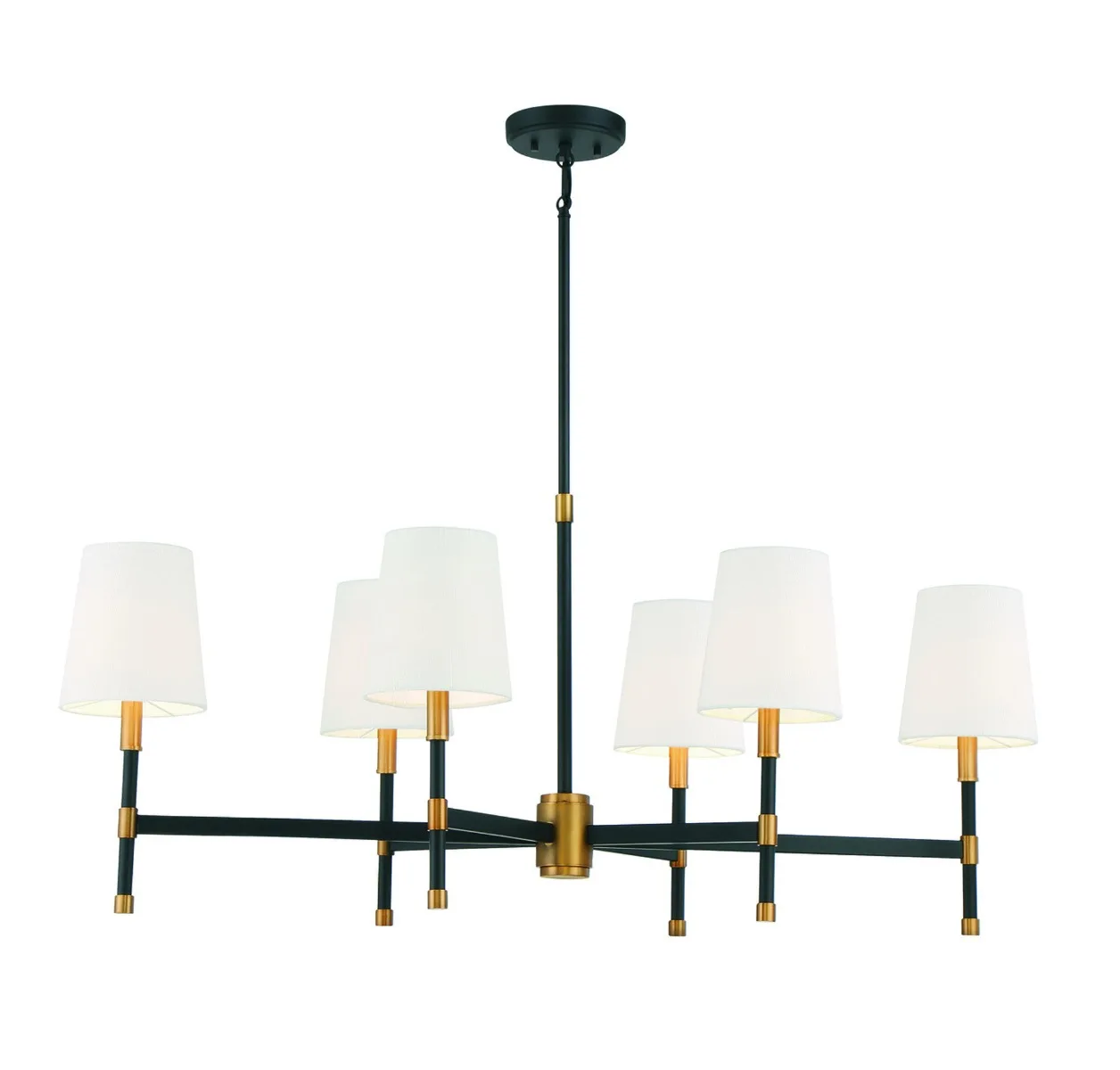 Brody 6-Light Linear Chandelier in Matte Black with Warm Brass