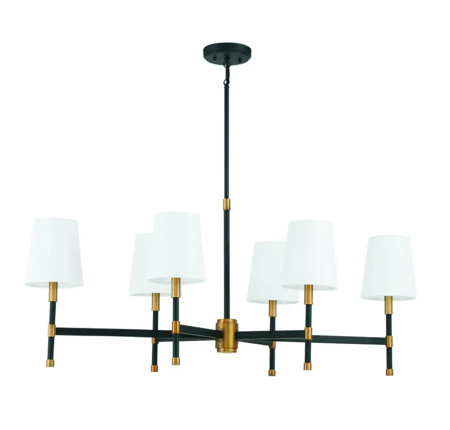 Brody 6-Light Linear Chandelier in Matte Black with Warm Brass - Image 2