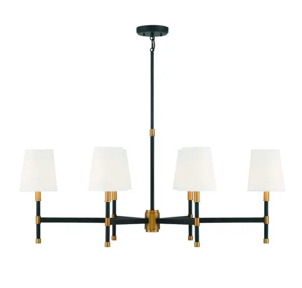Brody 6-Light Linear Chandelier in Matte Black with Warm Brass - Image 3