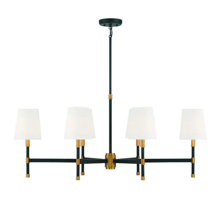 Brody 6-Light Linear Chandelier in Matte Black with Warm Brass - Image 3