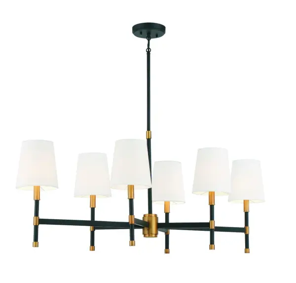 Brody 6-Light Linear Chandelier in Matte Black with Warm Brass - Image 4