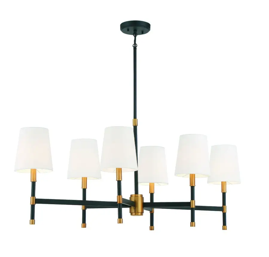 Brody 6-Light Linear Chandelier in Matte Black with Warm Brass - Image 4