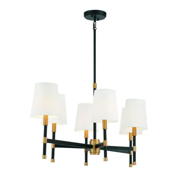 Brody 6-Light Linear Chandelier in Matte Black with Warm Brass - Image 5