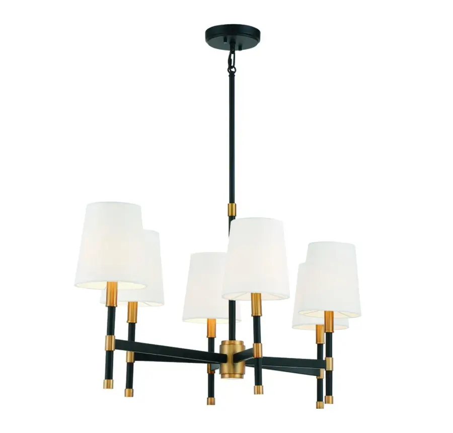 Brody 6-Light Linear Chandelier in Matte Black with Warm Brass - Image 5