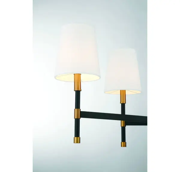 Brody 6-Light Linear Chandelier in Matte Black with Warm Brass - Image 6