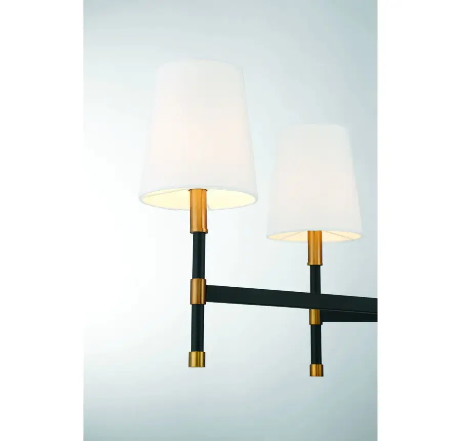 Brody 6-Light Linear Chandelier in Matte Black with Warm Brass - Image 6