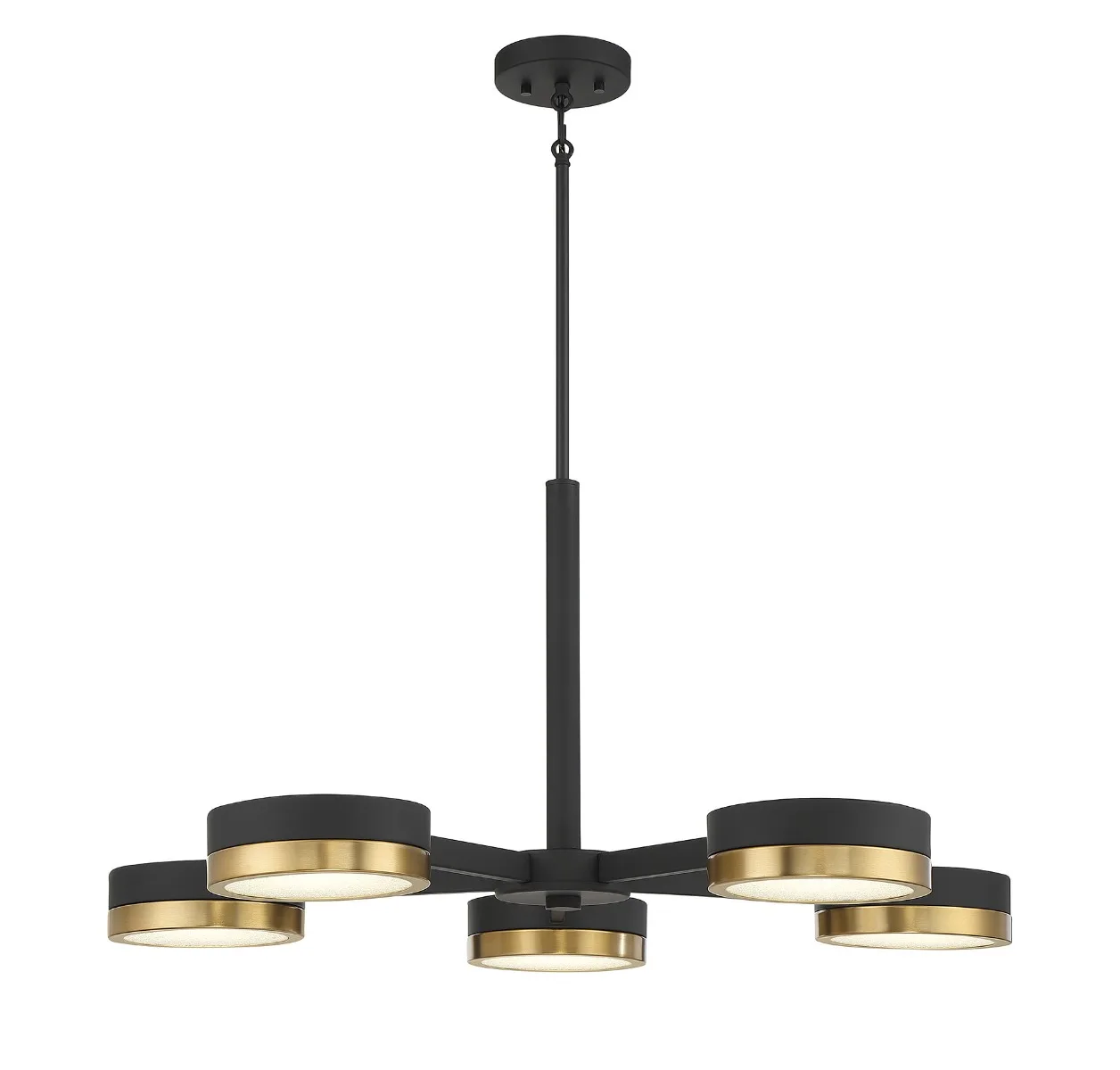Ashor 5-Light LED Chandelier in Matte Black with Warm Brass