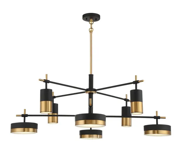 Ashor 8-Light LED Chandelier in Matte Black with Warm Brass Accents - Image 5